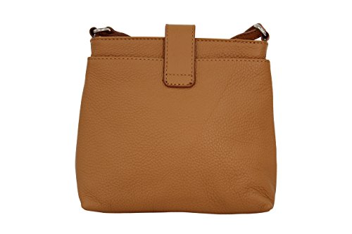 AmbraModa Italiaans echt lederen handtas schoudertas crossbody tas citybag crossover voor vrouwen GL007 (Camel) - Image 3