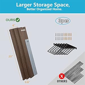 Floating Shelves - 24 Inch Wall Mounted Set of 3 Rustic Wood Shelves for Wall Decor and Living Room Storage (Brown) Floating Shelves 24 Inch Wall Mounted Set of 3 Rustic Wood Shelves for Wall Decor and Living Room Storage Brown