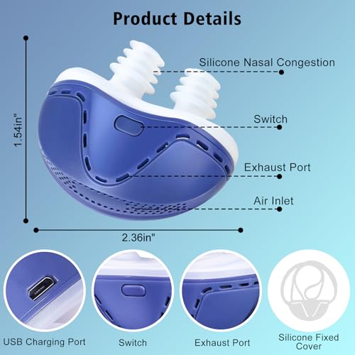 Mini Anti Snoring Devices for Snoring, Effective Anti Snoring Device, Peaceful Sleep Snore Solution - Suitable for All Nose Shapes and Both Men and Women (2 Replaceable Silicone Tips)
