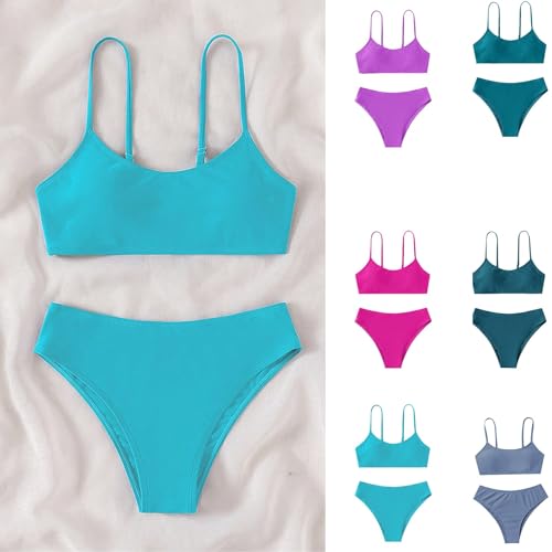 Girls Solid Swimsuit Tankini Cute Kids Bathing Suits Beach Pool Bikini Toddler 2 Piece Swimwear Q𝘂ick Dry Board Shorts2