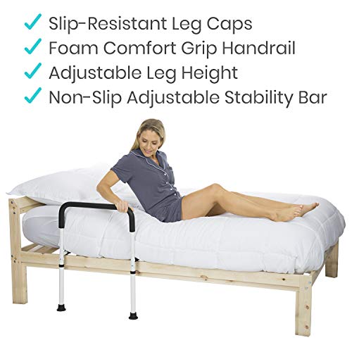 Vive Bed Assist Rail - Adult Bedside Standing Bar for Seniors, Elderly, Handicap, Kid - Fit King, Queen, Full, Twin - Adjustable Fall Prevention Safety Handle Guard - Long Hand Bedrail Grab Bar Cane 6 Vive Bed Assist Rail - Adult Bedside Standing Bar for Seniors, Elderly, Handicap, Kid - Fit King, Queen, Full, Twin - Adjustable Fall Prevention Safety Handle Guard - Long Hand Bedrail Grab Bar Cane - Image 7