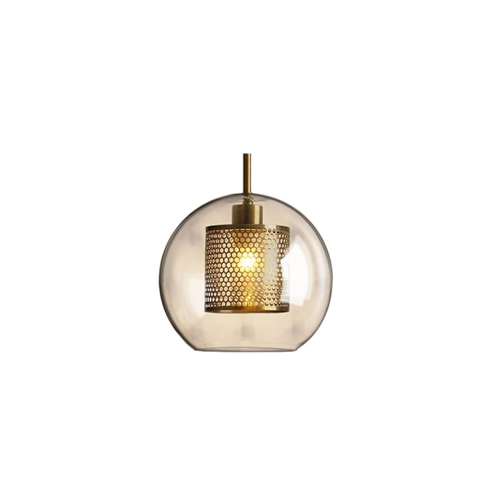 SXECAEPS Modern creative chandelier Simple Glass Ball Pendant Light, Nordic Clothing Decoration Ceiling Lighting Fixture, Clear Lampshade E27 Creative Gold Metal Inner Hanging Lamp,