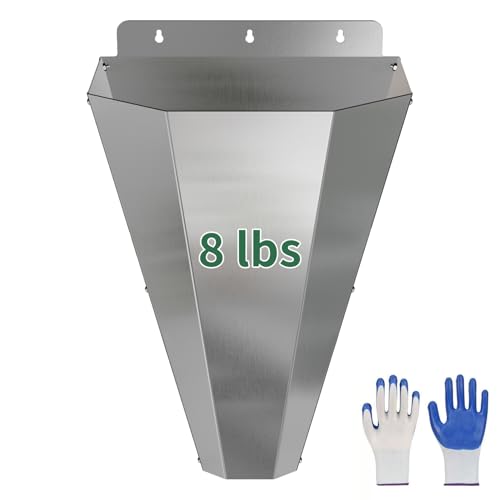 LavviTech Medium Chicken Kill Cone for Butchering Stainless Steel Killing Cones with Safety Gloves Flat-Back Design for Processing Chickens Ducks Turkeys & Poultry up to 8 lbs (Silver)