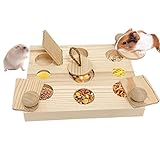 MUYG Wooden Hamster Foraging Toys,Enrichment Foraging Toy Guinea Pig Interactive Hide Treats Puzzle Snuffle Game Small Animal Chew Toys for Chinchilla Rat Bunny Hedgehog Gerbils