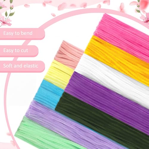 Image of Peryiter 500pcs Pipe Cleaner Craft Pack, Colorful Flowers, 12 Inch