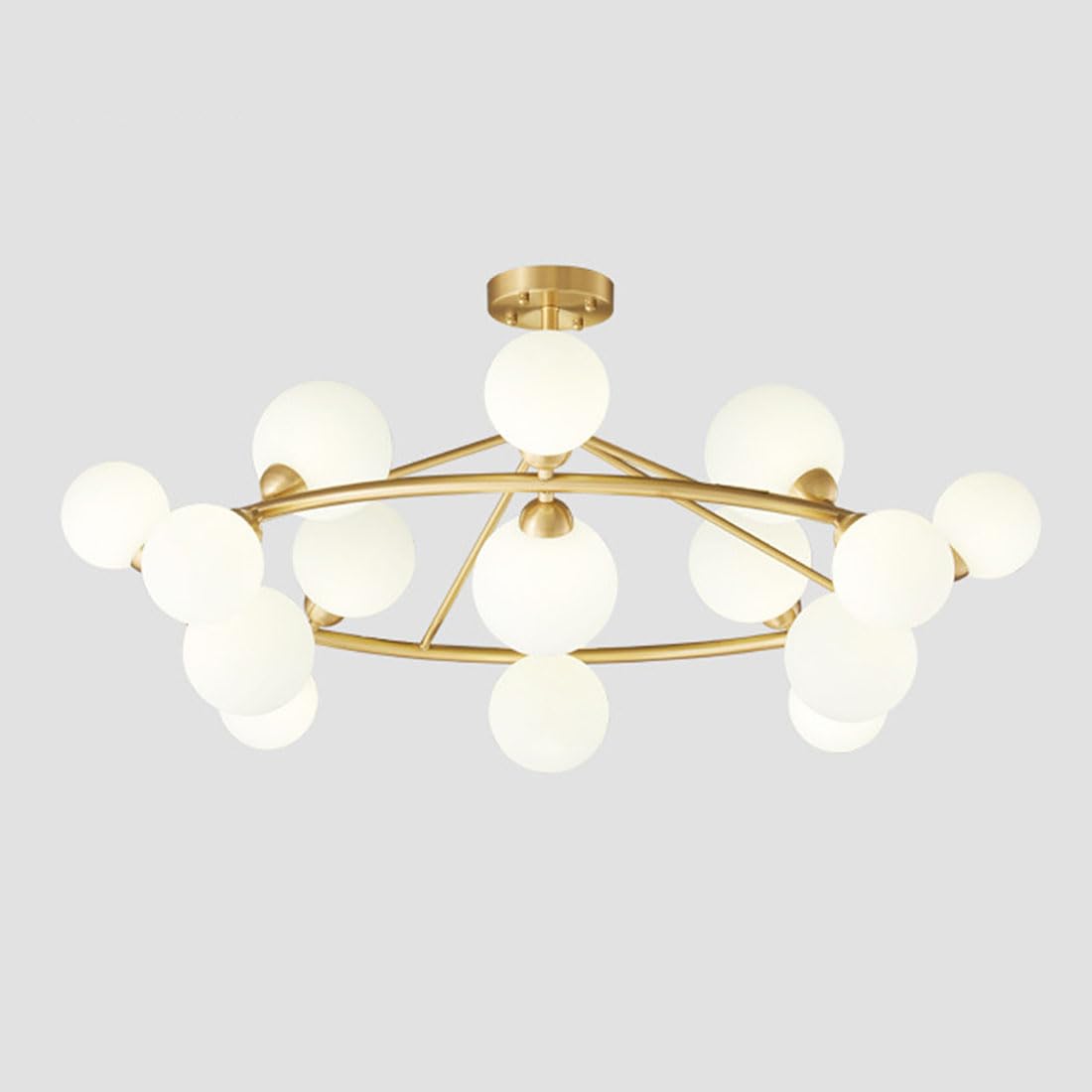 HXYSXHJUO G9 Scandinavian simple circle chandelier, modern light luxury magic bean for living room bedroom lamps and lanterns,Gold,16 heads