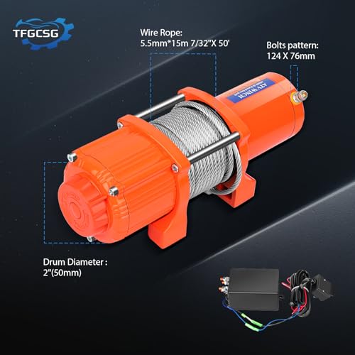 Winche eléctrico 4500LBS con control remoto y cable de acero miniatura 5