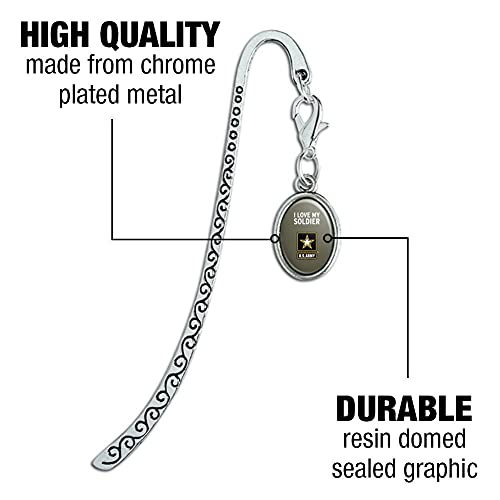 U.s. Army I Love My Soldier Metal Bookmark Page Marker With Oval Charm #TOP5