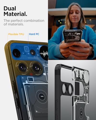Image of Spigen Ultra Hybrid | Nothing Phone (3) Case [Air Cushion Protection] [Semi Transparent] Nothing Phone 3 Back Cover | TPU+PC - Zero One Black