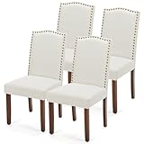 DUMOS Dining Chairs Set of 4, Moden Kitchen Table Chairs with Wooden Legs and Padded Seat for Dining Room/Kitchen/Living Room/Restaurant, Beige