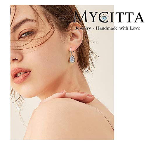 Cz Teardrop Earrings For Wedding - Sterling Silver Cubic Zirconia Crystal Rhinestone Drop Earrings Womens Bridal Jewelry For Bride Bridesmaids Mother Of Bride Gift Party Prom Pageant Earring For Girls #TOP1