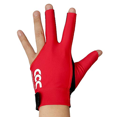 PIKU Billiard Gloves Lycra Pool Cue Gloves Quickdry Gloves-for Left Hand (Red, Medium)