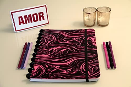 Confetti - Caderno Smart Universitário Marmorizado Capa Rosa