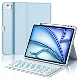 Clavier Magnétique Détachable et Sans Fil: Le clavier ipad Air 13 pouces 2024/2025 a une conception détachable vous permettant de fixer magnétiquement l'Coque. De plus, le bord plat supérieur se fixe magnétiquement pour le chargement du crayon. Couplé avec votre iPad Air 13 2024/2025 par Bluetooth, le clavier sans fil est facile à transporter pour voyager à l'extérieur, travailler dans des lieux publics.