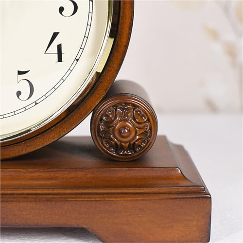 Reloj mesa chimenea sala estar retro mueble TV madera antiguo 6