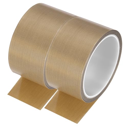 Image of MECCANIXITY 2 Pcs High Temperature Tape 50mm PTFE Coated Fabric Tape Heat Resistant Tape for Vacuum Sealers Adhesive Tape 10m /33ft Brown 0.18mm Thickness