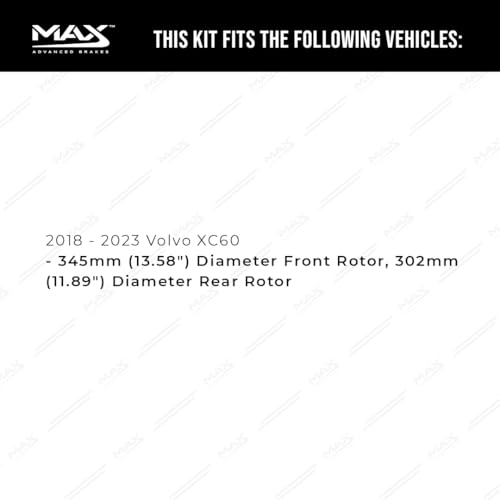 Image of Max Advanced Brakes Front & Rear Brake Kit Compatible With 2018 2019-2023 Volvo XC60 w /13.58 inch 11.89 inch Dia Rear Rotor Replacement Premium OE Disc Brake Rotors and Ceramic Brake Pads