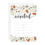 Canopy Street Autumn Leaves Invitations / 25 Fill In Fall Friendsgiving Potluck Invites/Seasonal Party Or Event 5' x 7' Flat Blank Invitation/Made In The USA
