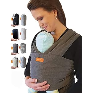 Kleiner Held® Baby Tragetuch – hochwertiges elastisches Tragetuch – Babytrage für Früh- und Neugeborene Babys ab Geburt bis 18 kg inkl. Bindeanleitung und Aufbewahrungstasche I Farbe dunkelgrau