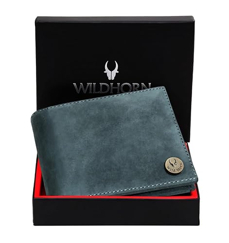 Image of WildHorn Men Leather RFID Protected Wallet, Blue