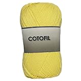 🇪🇺 Fabricado en europa Hilo Ovillo de Cotofil 100% Algodón perfecto para DIY y tejer a mano (Color Amarillo 100 g, aprox. 250 metros)