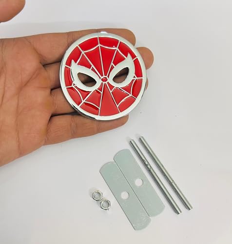 Image of Emblems for Car & Bike Metal Lo.go and Grill Me.tal Lo.go, Auto Accessories for Car Emblem 3D Badge Auto Racing Sport Sticker Grand Tourer Decal. (Chrome RED Spiderman Grill Logo)