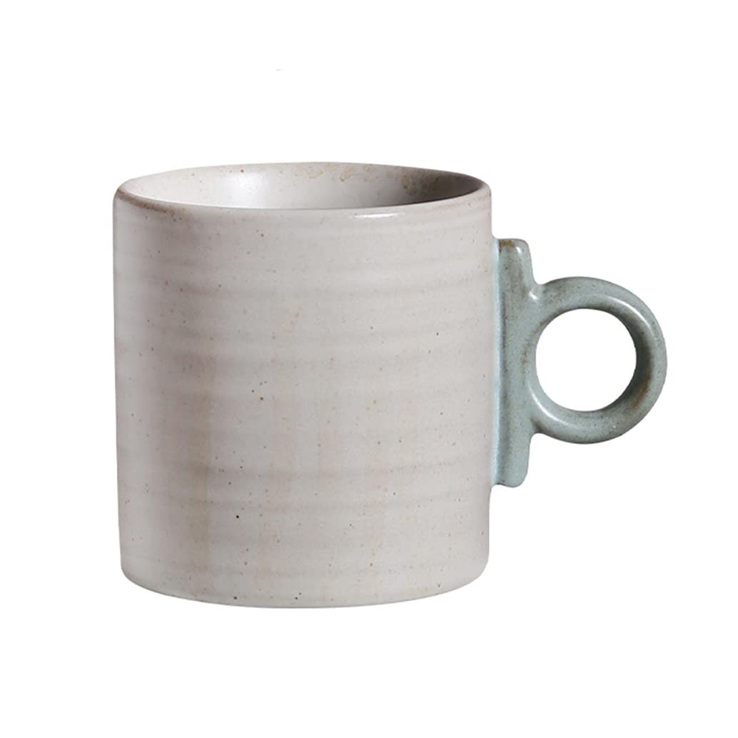 Duże ceramiczne kubki do kawy, ręcznie robiony kubek ceramiczny, japońskie retro kamionkowe kubki do herbaty z uchwytem do biura i domu, można myć w zmywarce i używać w kuchence mikrofalowej, biały 1-400 ml