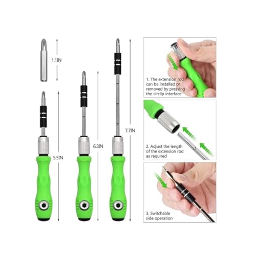 Image of Home Lane 32-in-1 Precision Screwdriver Set | Magnetic Extension Rod | Phillips, Torx, Hex, Pentalobe Bits | Repair Mobile, Laptop, Watch & Electronics | DIY Home Tool Kit (Green Handle)