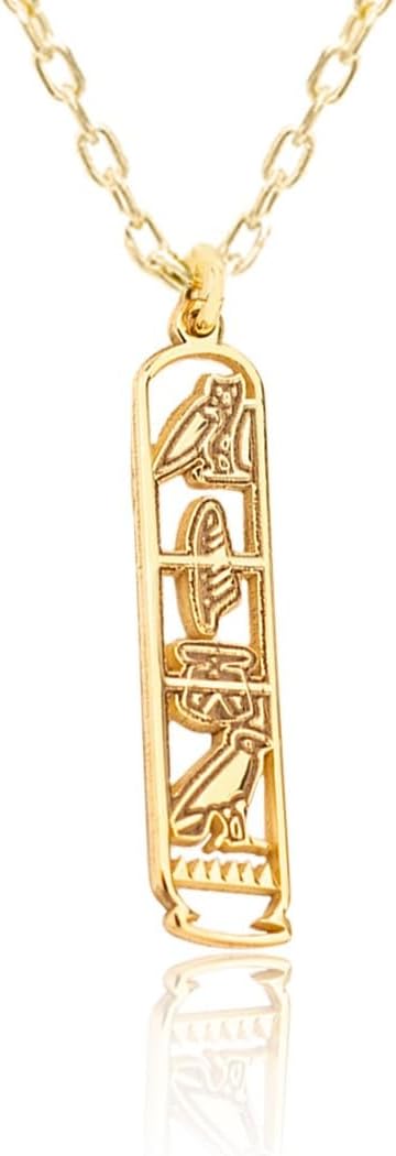 Personalized Egyptian Cartouche Name Necklace | 14K Gold Plated 925 Sterling Silver | Custom Name Pendant, Ancient Egypt Jewelry Gift
