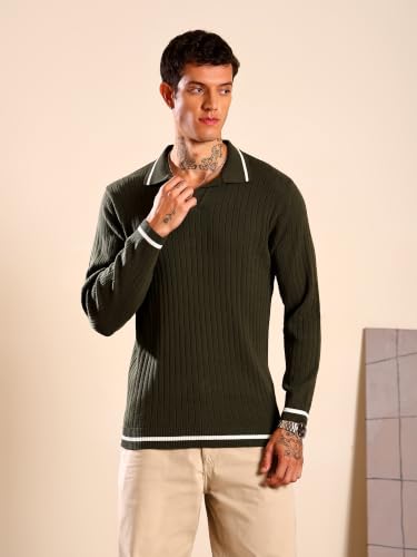 Image of Kvetoo Full Sleeve Winter Wear Woolen Collar Polo Sweater for Men