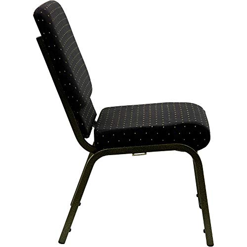 Flash Furniture HERCULES Series 18.5''W Stacking Church Chair in Black Dot Patterned Fabric - Gold Vein Frame