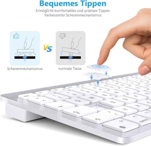 OMOTON Mac Tastatur, kabellos und ultraflach, QWERTZ für Büro & Unterwegs – Ansicht 6