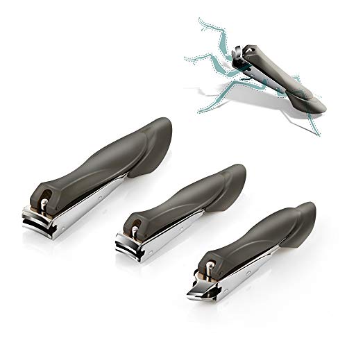 BEOK Nail Clippers Set Professional Fingernail Clipper Toenail Clipper Slant Edge Nail Cutter No Splash Toenail Clippers Fingernail Clipper Set for Men and Women, 3 PCS