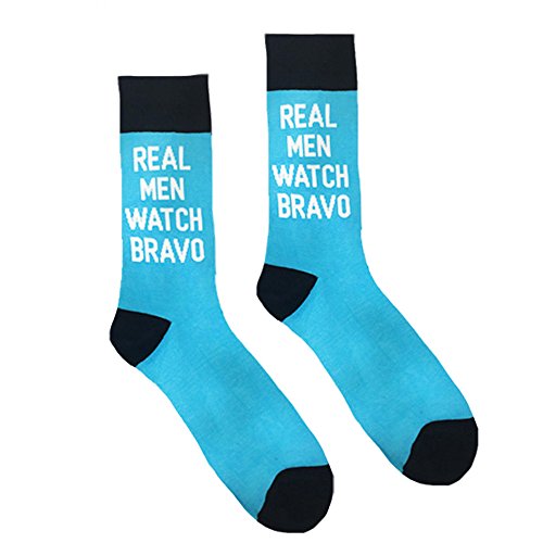 Bravo TV Real Men Watch Bravo Dress Socks, Black and Blue, One Size Fits All