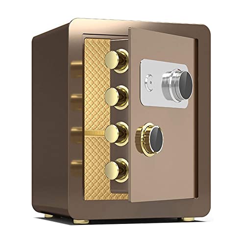 Coffre-fort en acier ignifuge marron de 35x25x25cm anti-vol pour bureau