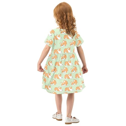 Emelivor Girls Dresses Kids Short Sleeve Casual Twirly Sundress 2T3