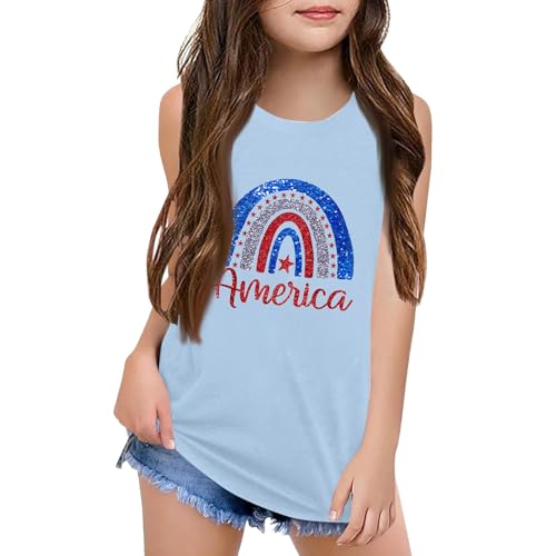 4Th of July Shirts for Girls Size 10/12 Girls Tank Tops Size 14-16 Summer Crewneck Sleeveless Kids Tshirts Boys Star Stripes Print Cute Shirt for 4Th of July Royal Blue 3-4 Years Cute
