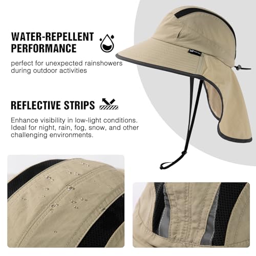 Image of TOP-EX Wide Brim Sun Hat for Men Women with Neck Flap & Sunglass Lock | UPF 50+ protection waterproof packable windproof chin strap for fishing hiking safari travel outdoor work