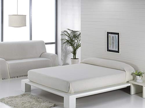 (ESPIGA LISA 220 Beis) COLCHA MULTIUSOS* FOULARD PLAID LISO FABRICADO EN ESPAÑA*...