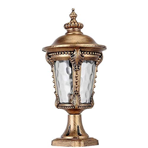 Preisvergleich Produktbild Outdoor Garten Laternenpfahl Licht, rustikale Bronze Druckguss Aluminium Pfosten Säulenlampe viktorianischen Regenschutz Säulenleuchten Außen wasserdicht Glas Rasen Landschaft Straßenbeleuchtung E27