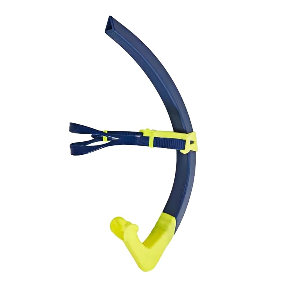 Tubo di respirazione frontale per adulti Freestyle nuoto boccaglio tubo con montaggio centrale, bocchino in silicone blu
