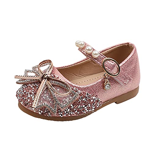 Zapatos de princesa para aprender a andar para niños, de piel suave, zapatillas de gateo para niños pequeños, suela de ante antideslizante, zapatos para niños pequeños, Rosa., 21 EU