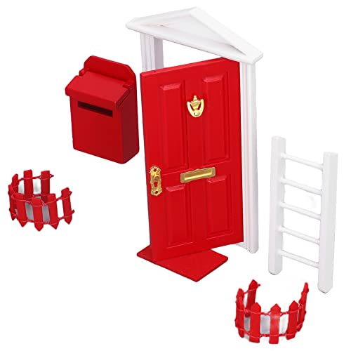 Dilwe Mini-Holzt¨¹r-Set, 1:12 Puppenhaus-Holzzahnfee-T¨¹r, Puppenhaus-DIY-T¨¹r Zur Dekoration(Rot) Toys – Bild 3