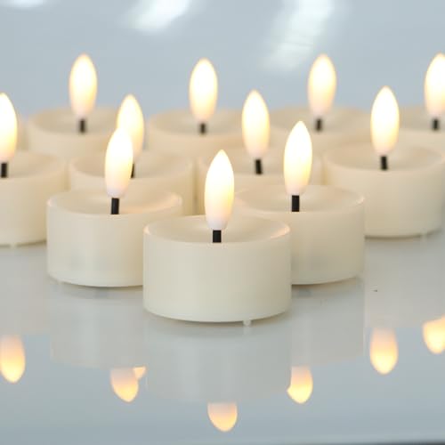 Image of Magiq 12 PCS Flameless LED Tea Lights Flickering White Battery Operated, Electric Fake Tealight Candles Long Lasting for Romantic Night Wedding Birthday Party Valentine's Day Christmas Home Decor
