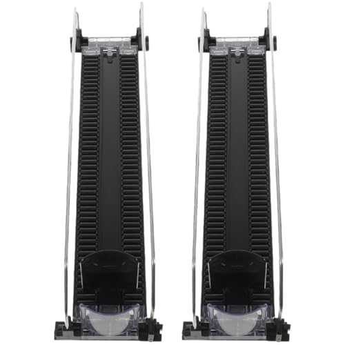 Toyvian Empujador de Bebidas Automático para Estantes, 2 Unidades Negras de 340-350 Mm, Dispensador de Plástico y Acero para Organización de Refrescos en Frigorífico y Tienda