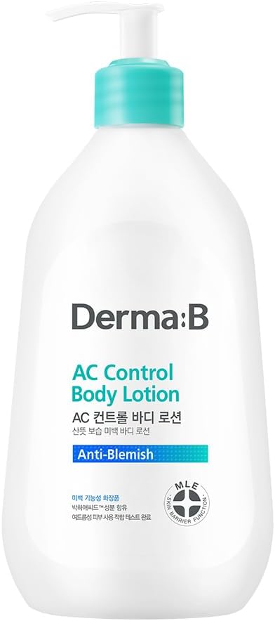Derma B | AC Control Body Lotion | Moisturizer for Anti-Blemish & Pimples | Water-Oil Control | Hypoallergenic Solution for All Skin Types | Body Cream for Soothing & Refreshing | 13.52 fl oz (400ml)