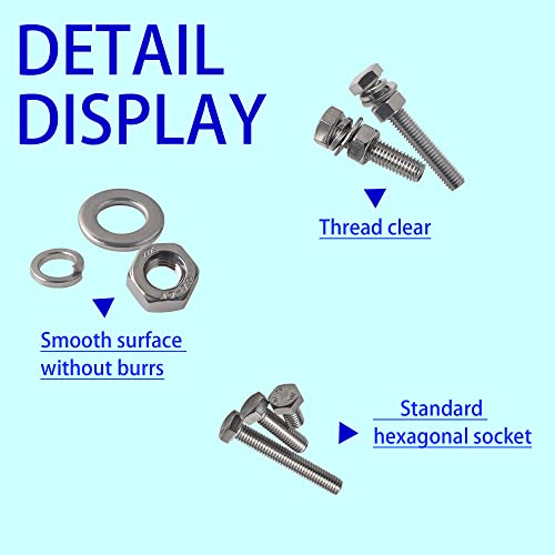 HVDHYY M3 M4 M5 M6 Nut and Bolt set Machine Screws & Nuts & Washers Assortment kit 304 Stainless Steel Outer Hexagon Head Button with a Reusable Storage Box (520pcs) - Image 4