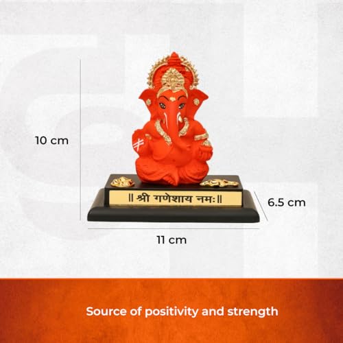 Image of Divine Hindu Ganpati Resin Idol for Car Dashboard & Home Decor | Lord Ganesha Murti Showpiece | Ganesh Chaturthi Diwali Housewarming Gift | Pooja Mandir Spiritual Decor | 7cm Government Lab-Cert
