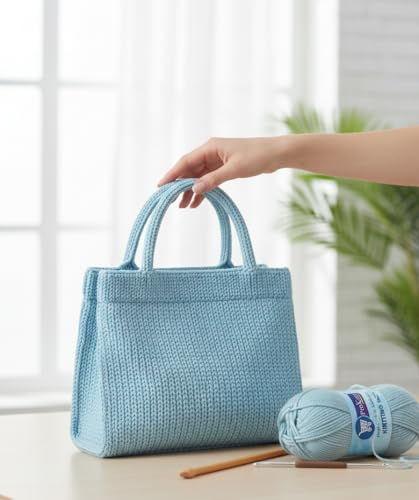 Image of ProKart Premium Woolen 4 ply Hand Knitting Wool Yarn | Fine Weight Knitted and Crocheted Soft Yarn for Sweater, Scarf, Hat, Baby Clothes, Baby Sports, Purse, Gift Bags & DIY Craft Accessories Projects (1 Ball /100 Gram Each) (Sky Blue, 100gms x 2 Pack)