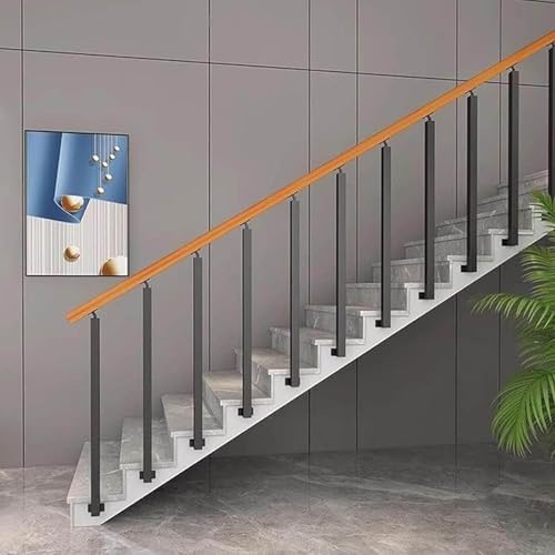 Main courante escalier avec garde-corps carré noir 100cm et support réglable - 7